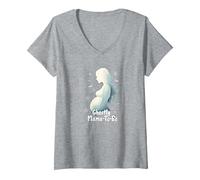 Halloween Gravidanza Spettrale Mamma To-Be Spettrale maternità Maglietta con Collo a V, Donna, Grigio Melange, M