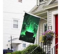 Halloween Green Forest Witch (2) Bandiera natalizia 7,6 x 12,7 cm - Bandiere da giardino di Natale per esterni su entrambi i lati, bandiere autunnali da giardino per esterni bandiere decorative