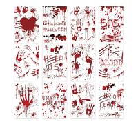 Halloween Greeting Cards - Spooky Postcard Bundle, Bloody Handprint Art assortted 12 pezzi decorativi Holiday Notes, Creativee Horror Party Prop Collection | Seasonal Tabletop Interior Display