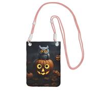Halloween gufo fantasma zucca 1 stampa piccole borse a tracolla per le donne, mini telefono cellulare borse a tracolla borse da viaggio, rosa, Taglia unica