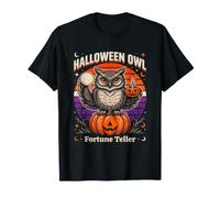 Halloween Gufo Fortune Teller Zucca Luna Maglietta