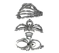 Halloween Hair Clips - Alloy 2.95 Inch | Kids Hair Accessories with Creative Goth Metal Claw Clamp | Kids Haiř Accessories, with 3 Pieces Decorative Spooky Spider Skeleton Haiř