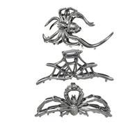 Halloween Hair Clips - Alloy 2.95 Inch | Kids Hair Accessories with Creative Goth Metal Claw Clamp | Kids Haiř Accessories, with 3 Pieces Decorative Spooky Spider Skeleton Haiř