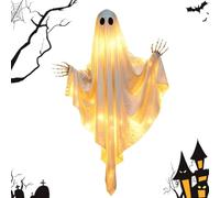 Halloween Hanging Ghost Decoration - 110 cm | Luminous Ghost Decor | Haunted House Prop | Gothic Glow Hanging Spirit for Porch Garden Display | 110 cm Glow Suspended Specter Decor Indoor Outdoor Party