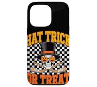 Halloween Hat Trick Or Treat Hockey Su Ghiaccio Teschio Custodia per iPhone 13 Pro