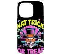 Halloween Hat Trick Or Treat Hockey Su Ghiaccio Teschio Custodia per iPhone 14 Pro