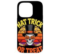 Halloween Hat Trick Or Treat Hockey Su Ghiaccio Teschio Custodia per iPhone 14 Pro