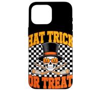 Halloween Hat Trick Or Treat Hockey Su Ghiaccio Teschio Custodia per iPhone 16 Pro Max