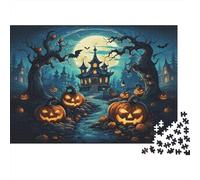 Halloween Haunt Anziani Puzzles 1000 Pezzi Riciclato Spooky Night Puzzles Puzzle Accessori per Giochi Famiglia Gaming Time Educativo Game Challenge Gift 38x26cm/1000pcs