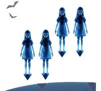 Halloween Haunted Twin Ghost Ground Stakes, Outdoor Spooky Yard Signs Decorations, Horror Scary Garden Girls Zombie Lawn Sign for Lawn, Garden, Pathwa Cemetery Decor(4PCS)