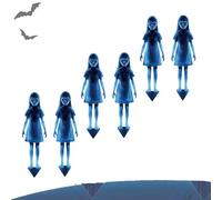 Halloween Haunted Twin Ghost Ground Stakes, Outdoor Spooky Yard Signs Decorations, Horror Scary Garden Girls Zombie Lawn Sign for Lawn, Garden, Pathwa Cemetery Decor(6PCS)