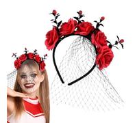 Halloween Headbands for Women, Horror Flower Mesh Headband