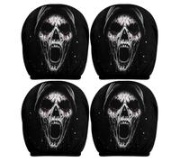 Halloween Headrest Covers - 4PCS Polyester Stretch Protectors | Scary Ghost