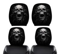 Halloween Headrest Covers - 4PCS Polyester Stretch Protectors | Scary Ghost