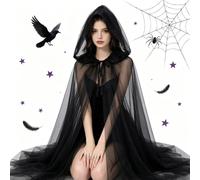 Halloween Hooded Cloak - Gothic Long Mesh Breathable Cape for Cosplay
