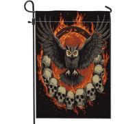 Halloween Horror Gothic Owl Front Yard BackYard Juta Giardino Bandiere da giardino 30,5 x 45,7 cm Double Face per esterni, motivo scheletro spaventoso anime piccole bandiere da prato, bandiera vintage