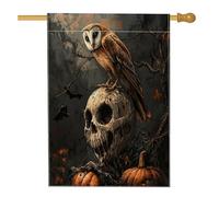 Halloween Horror Owl Front Yard BackYard Linen Vertical House Flags 28x40 Double Sided per l'esterno, spaventoso zucca spaventapasseri casa stampa bandiera, raccapricciante casa modello bandiera