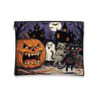 Halloween Horror Pumpkin Bombay Cat Makeup Bag 7x20 pollici per borsa da viaggio, motivo casa stregata sacchetto cosmetico per donne, spaventoso organizzatore portatile in tela con cerniera