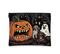 Halloween Horror Pumpkin Boykin Spaniel Dog Makeup Bag 7x20 pollici per borsa da viaggio, borsa per cosmetici con motivo casa stregata per donne, spaventoso organizer portatile in tela con cerniera