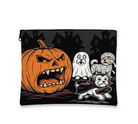 Halloween Horror Pumpkin Havanese Dog Makeup Bag 7x20 pollici per borsa da viaggio, motivo casa stregata sacchetto cosmetico per donne, spaventoso organizzatore portatile in tela con cerniera