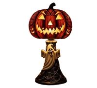 Halloween Horror Themed Pumpkin Lights, halloween lantern, Gothic Novelty Skull Night, Uniquely Designed Resin Pumpkin Lantern, Lantern Halloween Ornaments (F)