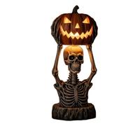 Halloween Horror Themed Pumpkin Lights, halloween lantern, Gothic Novelty Skull Night, Uniquely Designed Resin Pumpkin Lantern, Lantern Halloween Ornaments (C)