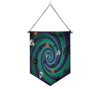 Halloween Horror Viola appeso banner con asta telescopica banner cortile esterno arredamento per ufficio, scuola, aula, dormitorio, casa suministros para fiesta de a?o nuevo