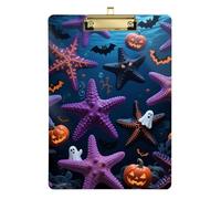 Halloween Horror Viola Stella Marina Acrilico Medico Tasca Appunti Lettera Standard Formato A4 Trasparente per i compiti Pediatrico Oro 30,5 x 22,9 cm Tabla para escribir con Clip