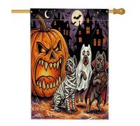 Halloween Horror Zucca Cane Corso Bandiere per la casa del cane 71 x 101 cm su entrambi i lati per esterno, casa infestata lino verticale tela bandiera casa, spaventosa cortile anteriore cortile