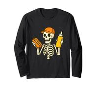 Halloween Hotdog Skeleton Foodie Hotdog Cook Chef Maglia a Manica
