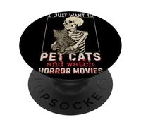 Halloween I Just Want To Pet Cats And Watch Horror Movies PopSockets PopGrip Adesivo