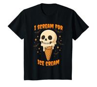 Halloween I Scream for Ice Cream Cone Skull Ragazzi Ragazze Maglietta