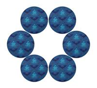 Halloween in acqua blu decorazioni di Halloween rotonde tovagliette juta riutilizzabile lavagna tovagliette individuales para mesa de comedor Azul 39,1 x 39,1 cm Set di 6