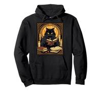Halloween in Hardback Un Gatto Lettura Libri Felpa con Cappuccio