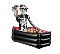 Halloween Inflatable Cooler - Chills Party Drinks Quickly, Spooky Coffin Skeleton Novelty Shape, 90x60x90cm Dimensions + 1000g Heavy Build, Plastiic Heavy Duty PVC Ice Bucket - For Garden Lawns & Pool