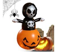 Halloween Inflatable Decoration - 120x80x50cm LED Skull Pumpkin Display | Lighted Holiday Yard Ornament, Blow Up Haunted Prop, Outdoor Party Decoration | Spooky Garden Lawn Decor, Illuminated Hallowe