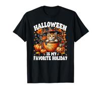 Halloween Is My Favorite Holiday Graphic Happy Halloween Cat Maglietta