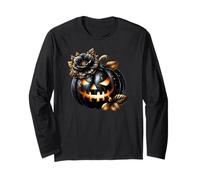Halloween Jack O Lantern Graphic for Women Floral Pumpkin Maglia a Manica
