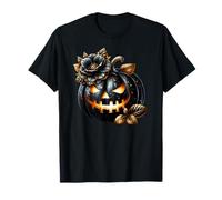 Halloween Jack O Lantern Graphic for Women Floral Pumpkin Maglietta