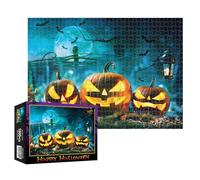Halloween Jigsaw Puzzles, Pumpkin Puzzle Game, 1000 Piece Set, Vibrant Holiday Theme, Thick Cardboard Pieces, Challenging Activity, Adults, Kids, Home, Holiday Decor, 25x20x6cm