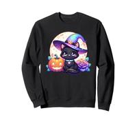 Halloween Kitty Cat Witch Hat Zucca Jack o Lanterna Grafica Felpa