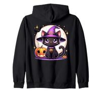 Halloween Kitty Cat Witch Hat Zucca Jack o Lanterna Grafica Felpa con Cappuccio
