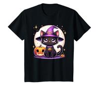 Halloween Kitty Cat Witch Hat Zucca Jack o Lanterna Grafica Maglietta
