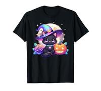 Halloween Kitty Cat Witch Hat Zucca Jack o Lanterna Grafica Maglietta