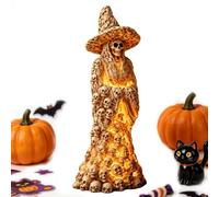 Halloween Lamp Resin LED Skull Head Ambient Light Witch Table Decoration
