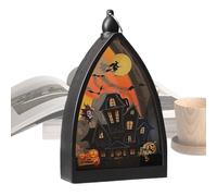 Halloween Lamp, Spooky LED Lantern, Tabletop Centerpiece Decor, Flickering Light Effect, Battery Powered, Vintage Look, Compact Design, Festive Touch, Perfect for Desk, Fireplace, Garden, 9.4x5x16.2cm