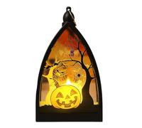 Halloween Lamp, Spooky LED Lantern, Tabletop Centerpiece Decor, Flickering Light Effect, Battery Powered, Vintage Look, Compact Design, Festive Touch, Perfect for Desk, Fireplace, Garden, 9.4x5x16.2cm