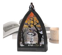 Halloween Lantern, Led Vintage Lantern, 6.38 Inches Compact Yet Eye-Catching, Pumpkin Skeleton Lamp for Home Decor, Indoor Outdoor Yard Patio Garden Fireplace Farmhouse, Living Room, Decorations