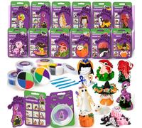 Halloween Lavoretti Plastilina per Bambini 48 Pasta Modellabile & 10 Colore Argilla da Modellare & 4 Attrezzo Lavoretti Creativi per Bambini Air Dry Clay Regali di Halloween per Ragazzi e Ragazze