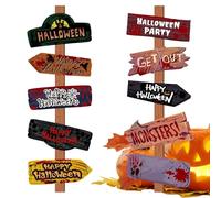 Halloween Lawn Decorations - 10 Scary Direction Signs Set, Horror Props For Haunted Party | Spooky Garden Photobooth Cemetery Yard Carnival House Courtyard Decoration Festival Creepy Event Decor